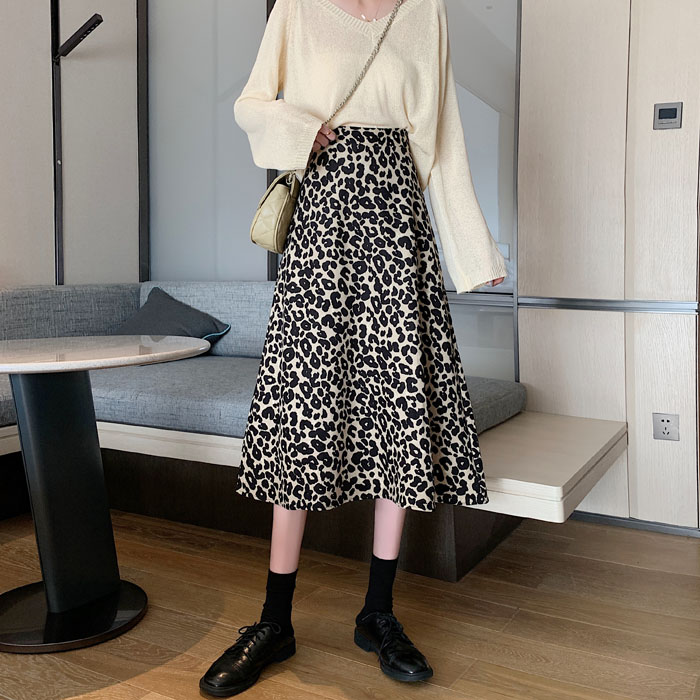 Chân Váy Chữ A Eo Cao Co Giãn In Họa Tiết Da Báo 38463