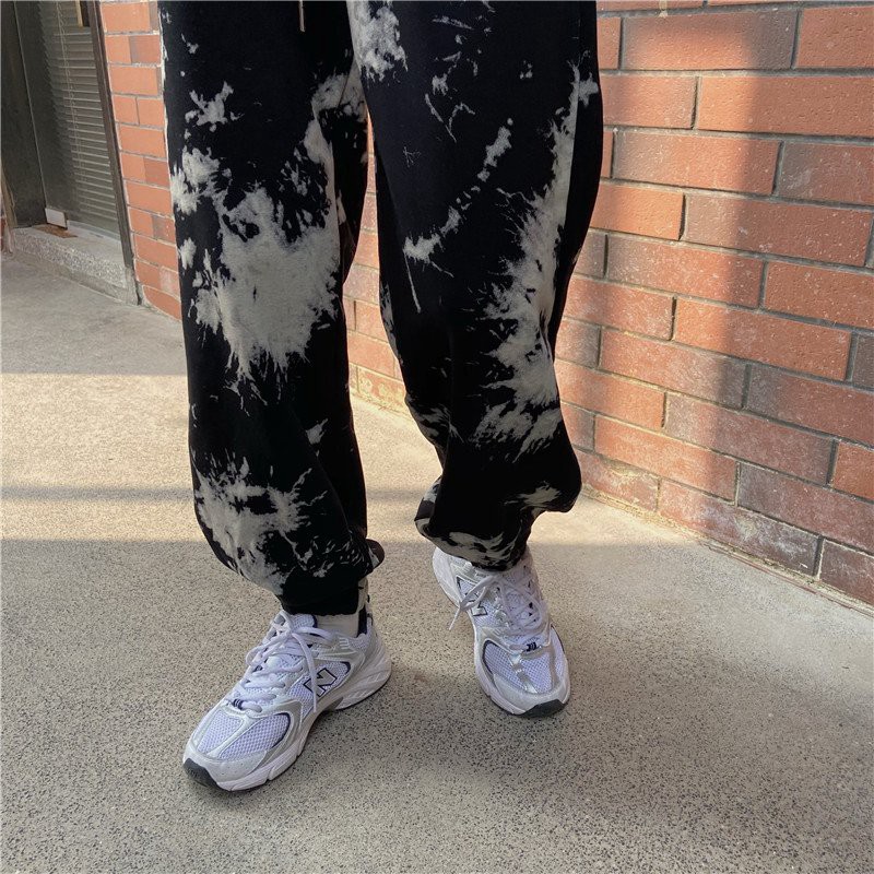 Quần jogger loang cạp cao co dãn dáng rộng phong cách ulzzang | BigBuy360 - bigbuy360.vn