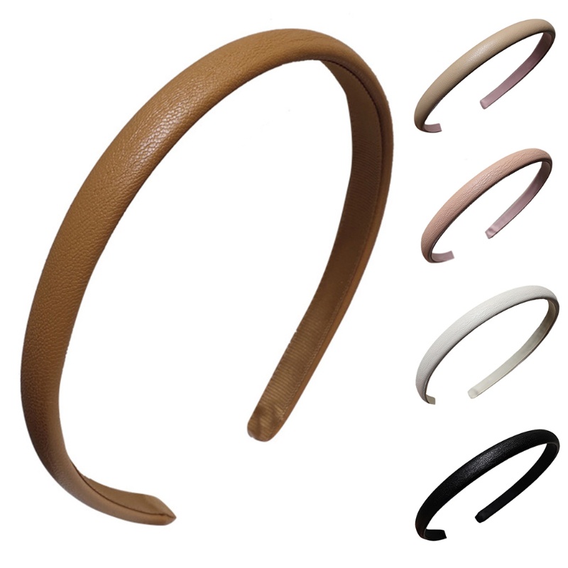 Băng Đô Cài Tóc Giả Da Màu Trơn Phong Cách Vintage Đơn Giản Cho Nữ