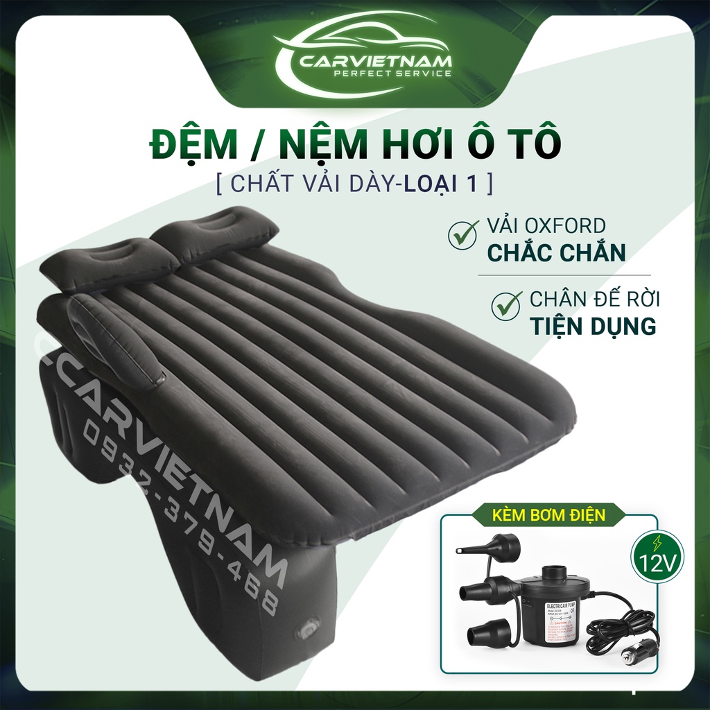 Đệm Hơi Xe Ô Tô 4, 5, 7 Chỗ Vải Oxford Mặt Nhung - Nệm Bơm Hơi Cho Gia Đình Picnic, Dã Ngoại
