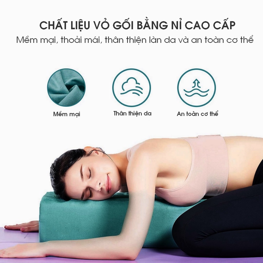 Gối Tập Yoga, Trị Liệu, Nhập Khẩu Đài Loan, Mút Xốp, Bông Tự Nhiên, Bọc Nỉ Cao Cấp, Dài 66 cm, Hãng beYoga