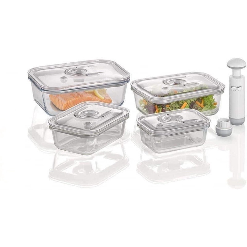 Set hộp đựng thực phẩm kèm bơm hút chân không CASO VacuBoxx E-Set - eckig ( set hộp chữ nhật) | Shopee Việt Nam