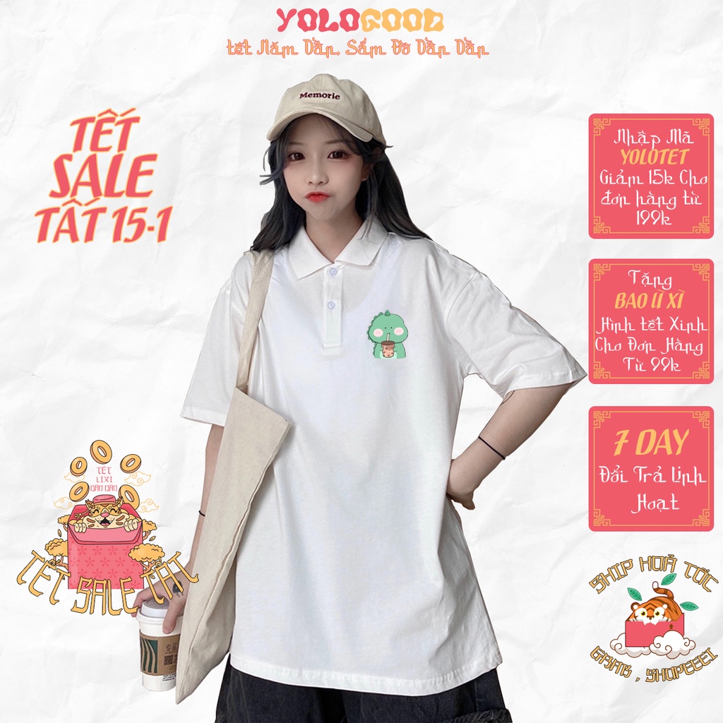 Áo thun polo tay lỡ  TRÀ SỮA  phông Unisex nam nữ tee oversize form rộng pull Ulzzang Streetwear Hàn Quốc vải mềm