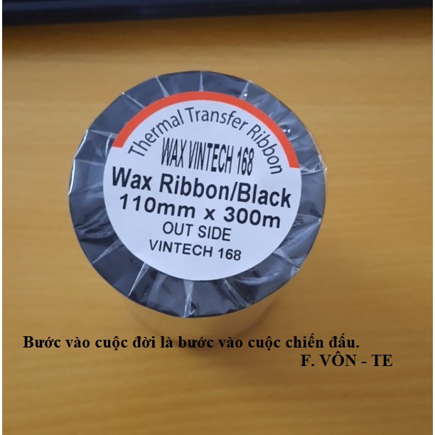 Mực in mã vạch Vintech Wax Resin VT168, kích thước 110mmx300m kiểu Outside
