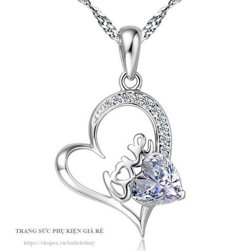 FREESHIP 99K TOÀN QUỐC_Vòng cổ mặt hình trái tim chữ Love, cực xinh, xi bạc ý 925, sale giá rẻ
