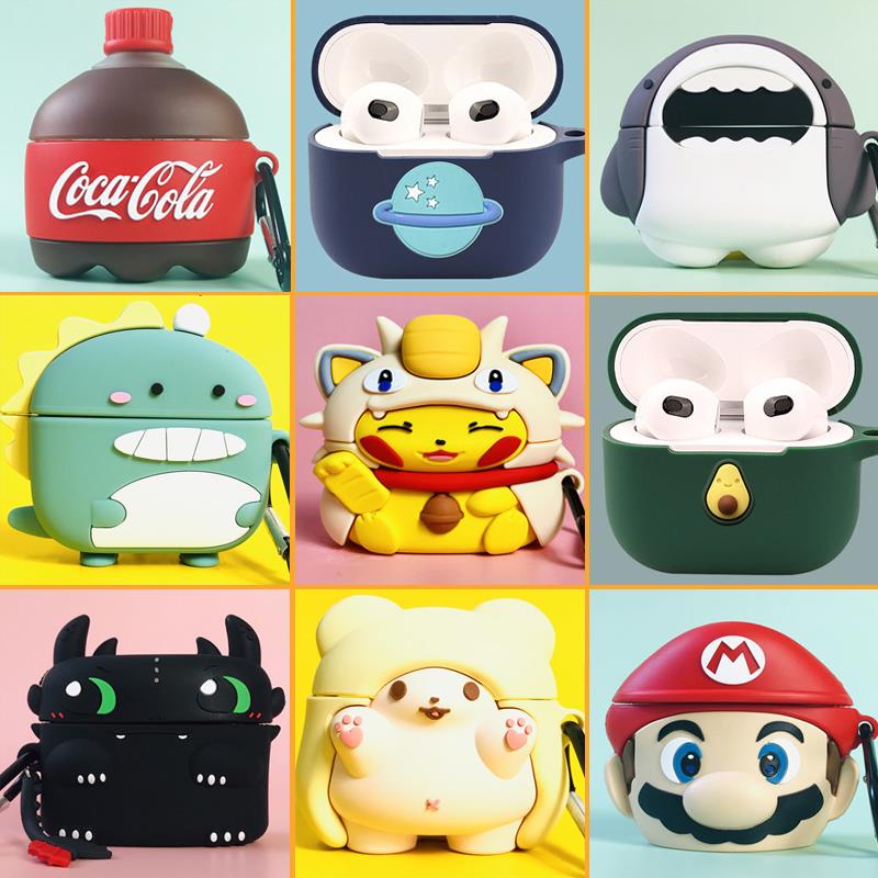 ✨Ins spot✨Airpods3 protective cover silicone soft shell for Apple airpods3 generation protective shell cartoon cute Zeng color airpods new third generation bluetooth earphone set ins tide brand one shell creativity