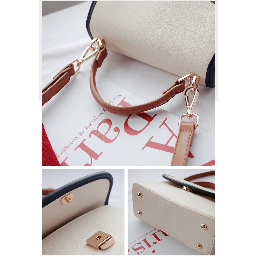 Túi xách nữ [có sẵn + FREESHIP] Túi đeo chéo Micocah trắng viền nâu - M299 N2a shop | BigBuy360 - bigbuy360.vn