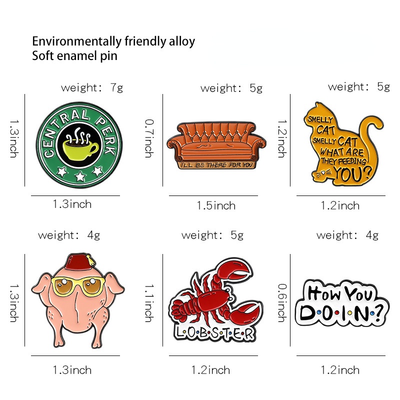 Huy Hiệu Cài Áo Hình TV Friends Họa Tiết Cá Cầu Nguyện Hoạt Hình Sáng Tạo