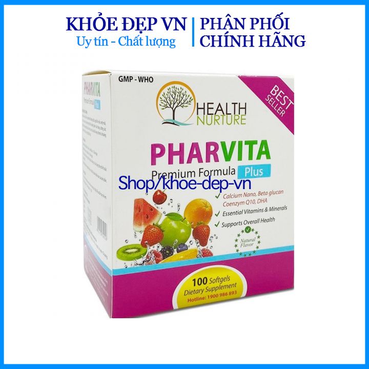 PHARVITA PLUS bổ sung Vitamin, Khoáng chất cần thiết cho cơ thể - Hộp 100 viên | Thế Giới Skin Care