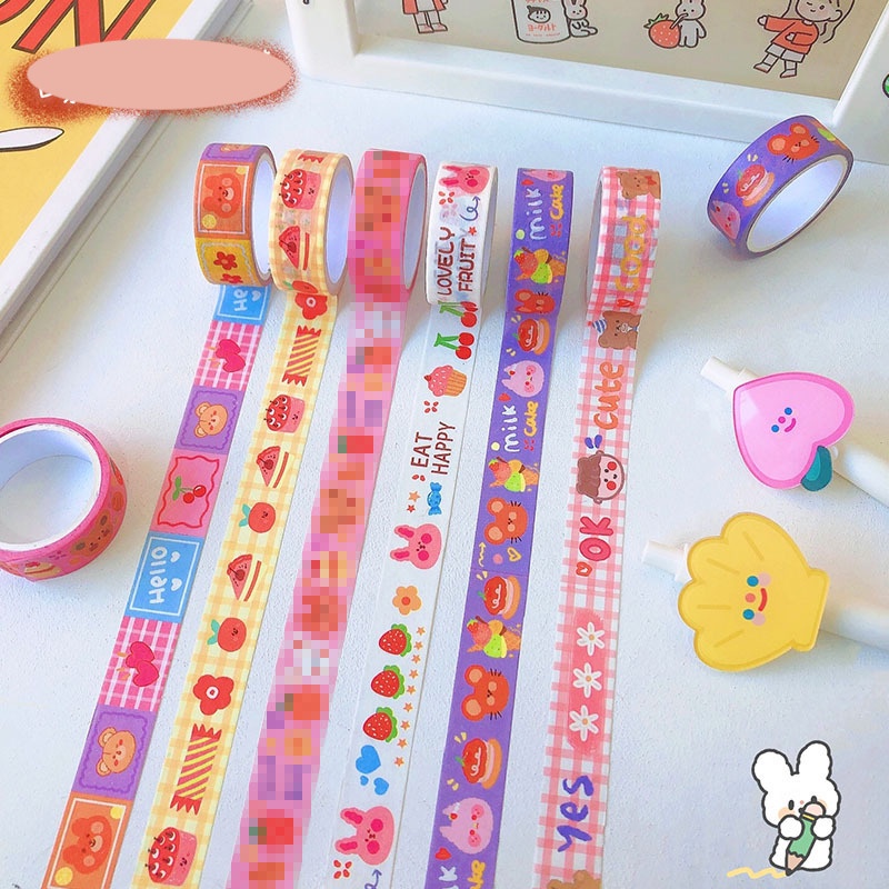 Cuộn washi tape dễ thương 3m phong cách Hàn ins dùng để dán hoặc trang trí