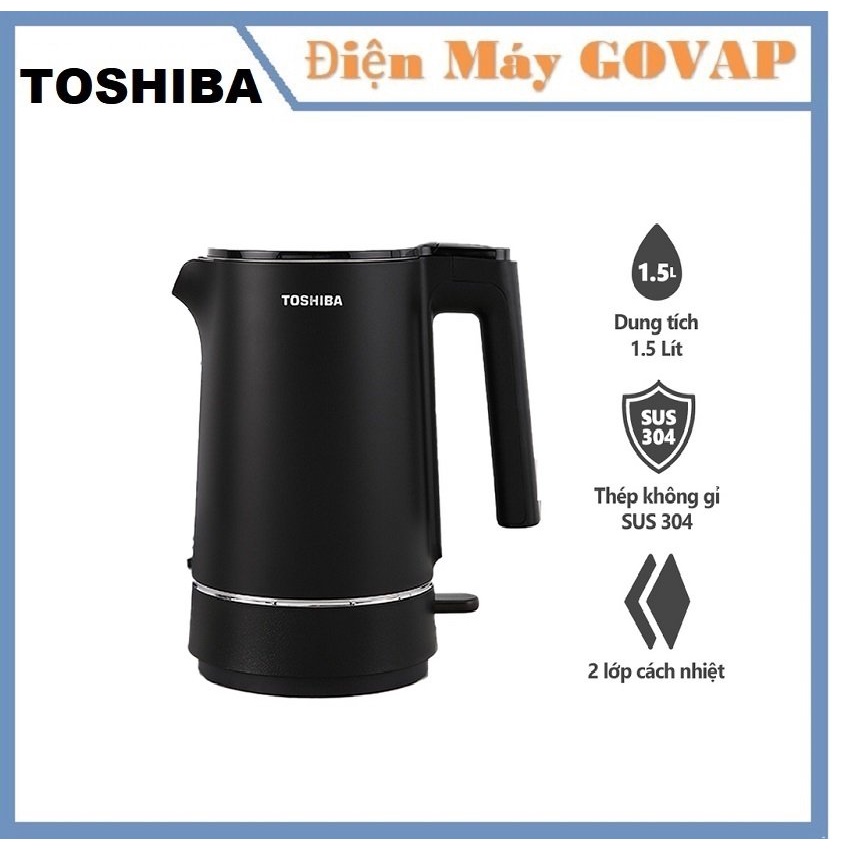 Bình Đun Siêu Tốc Toshiba KT-15DS1NV - 1.5L - Inox 304 - Hàng Chính Hãng, Bảo Hành 12 Tháng, Chất Lượng Nhật Bản