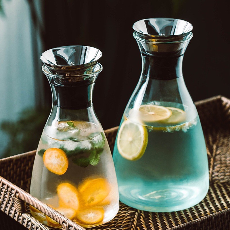 Bình đựng nước thủy tinh cao cấp nắp tự rót, Bình detox cao cấp thủy tinh borosilicate
