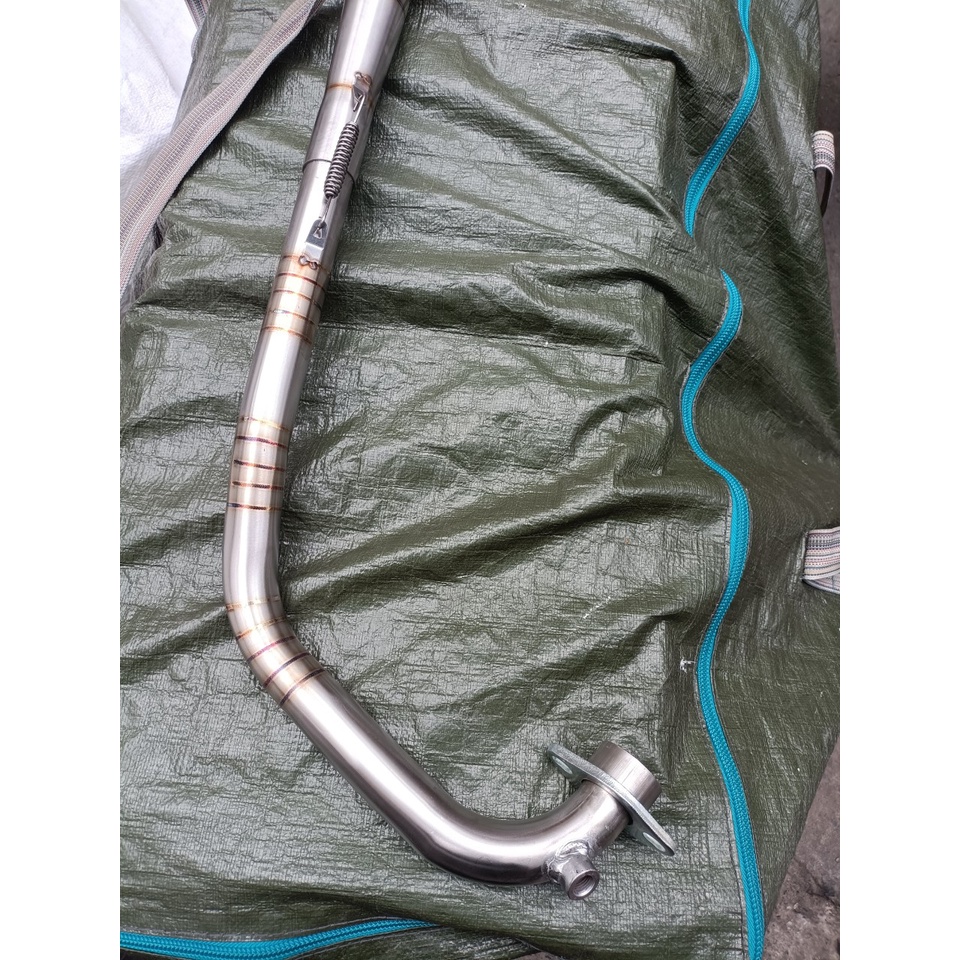 Cổ pô 2 khúc Ex135, Ex150, Satria Fi, Raider Fi inox 304 tít sâu titan
