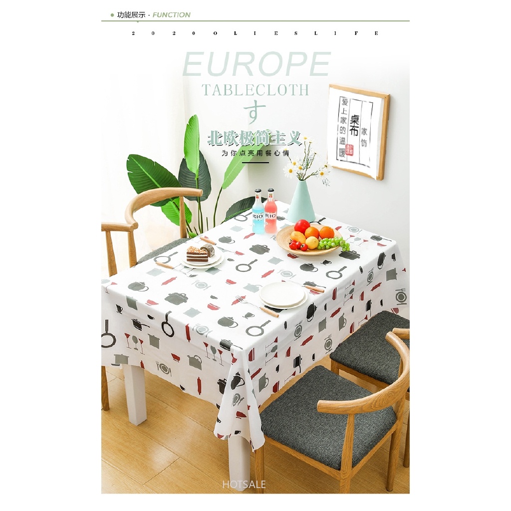 Tấm trải bàn bằng PVC chống nước chống dầu chống bụi phong cách Bắc Âu