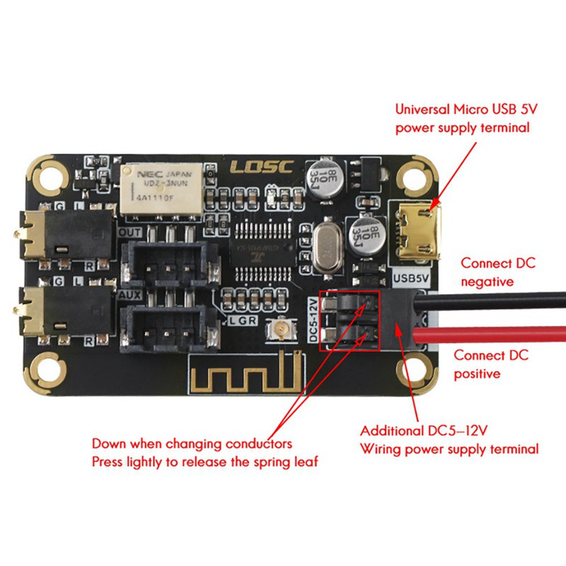 LQSC Bluetooth Decoder Board for AUX Input Diy ified Speaker Audio MP3 Stereo Audio Receiver ule