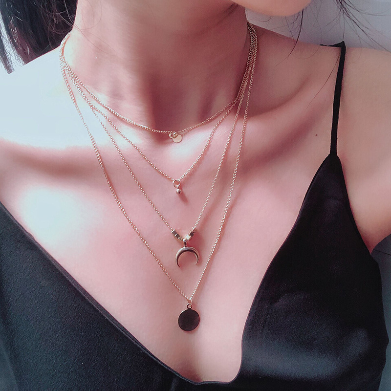 Dây Chuyền Nhiều Lớp Mặt Hình Mặt Trăng Thời Trang Cho Nữ