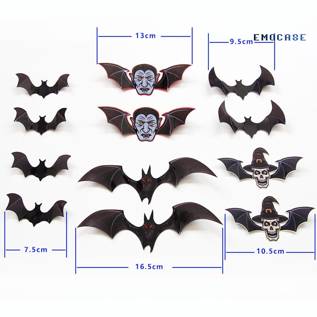 12 Miếng Dán Tường Trang Trí Hình Dơi 3D Sáng Tạo Chống Xé Mắt
