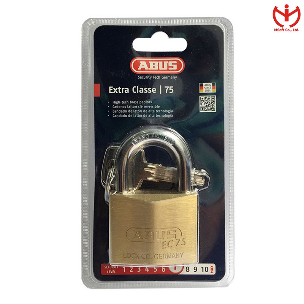 [Hỏa tốc HCM] Ổ khóa ABUS 75/50 thân đồng rộng 50mm 4 chìa vi tính - MSOFT