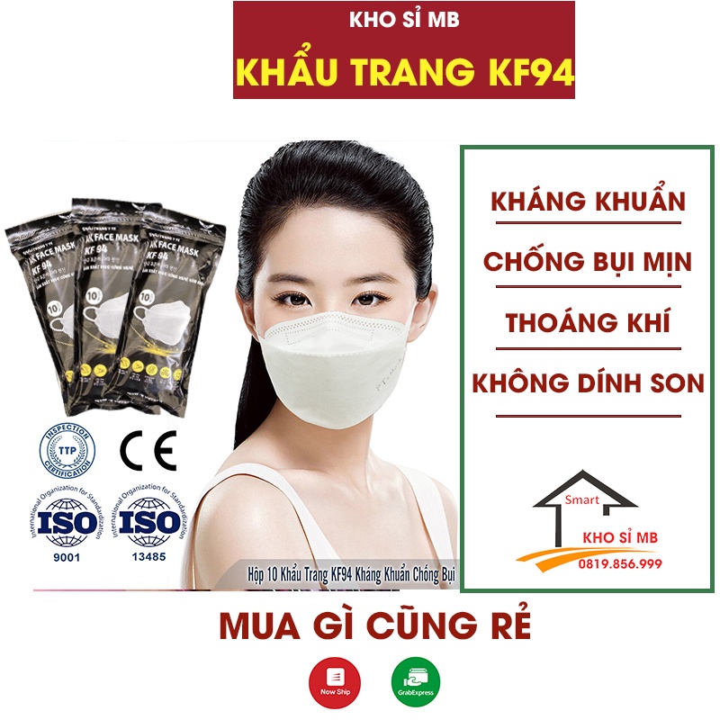 10 chiếc khẩu trang vải 4d KF94 AKMASK kháng khuẩn, khẩu trang y tế kiểu dáng Hàn Quốc