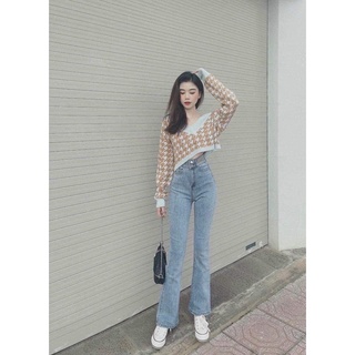 Quần jeans loe ống pass dáng dài