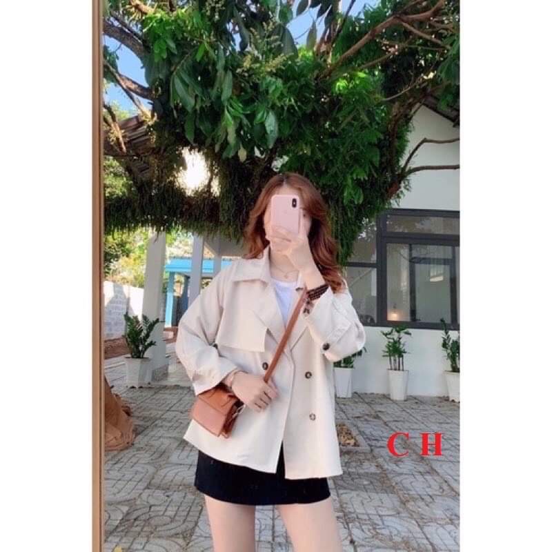 Áo măng tô nữ mangto blazer khoác dáng ngắn da xịn phối nút thời trang thu đông Hàn Quốc❤️Vest croptop