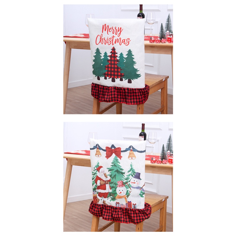 Vỏ Bọc Ghế Ngồi Bằng Vải Lanh Họa Tiết Giáng Sinh Màu Đỏ Và Đen In Họa Tiết Hoạt Hình