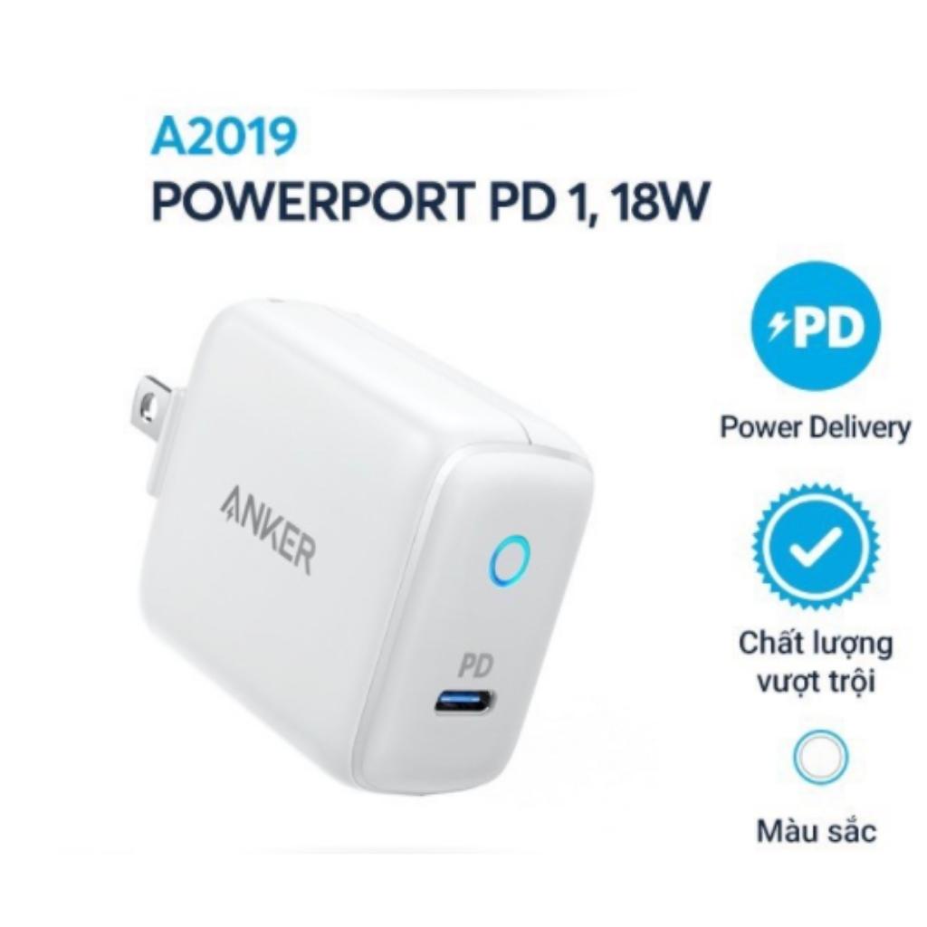 Củ Sạc nhanh, Cốc sạc ANKER PowerPort PD 18w A2019, Adapter sạc Anker - Hàng Chính Hãng