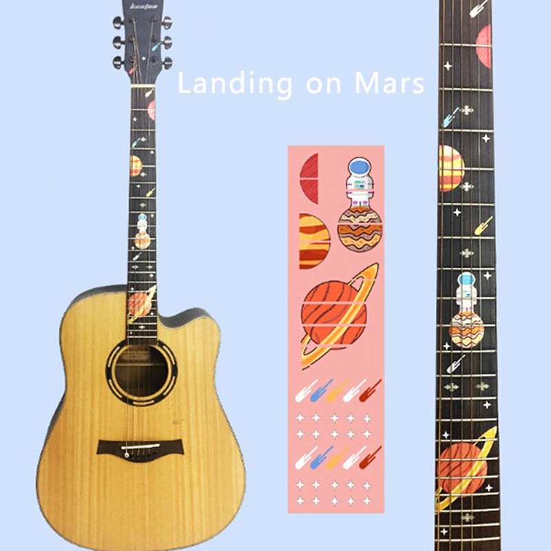 Miếng Dán Phím Đàn Guitar Bass Inlay DIY Hình Không Gian Vui Nhộn