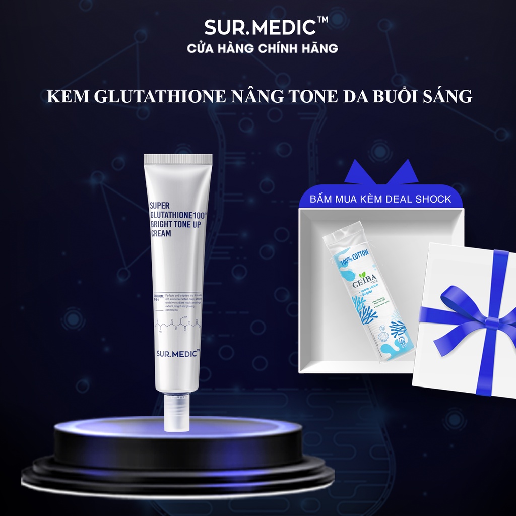 Kem Dưỡng Nâng Tông Trắng Da SURMEDIC Super Glutathione 100 Bright Tone Up Cream 40ml