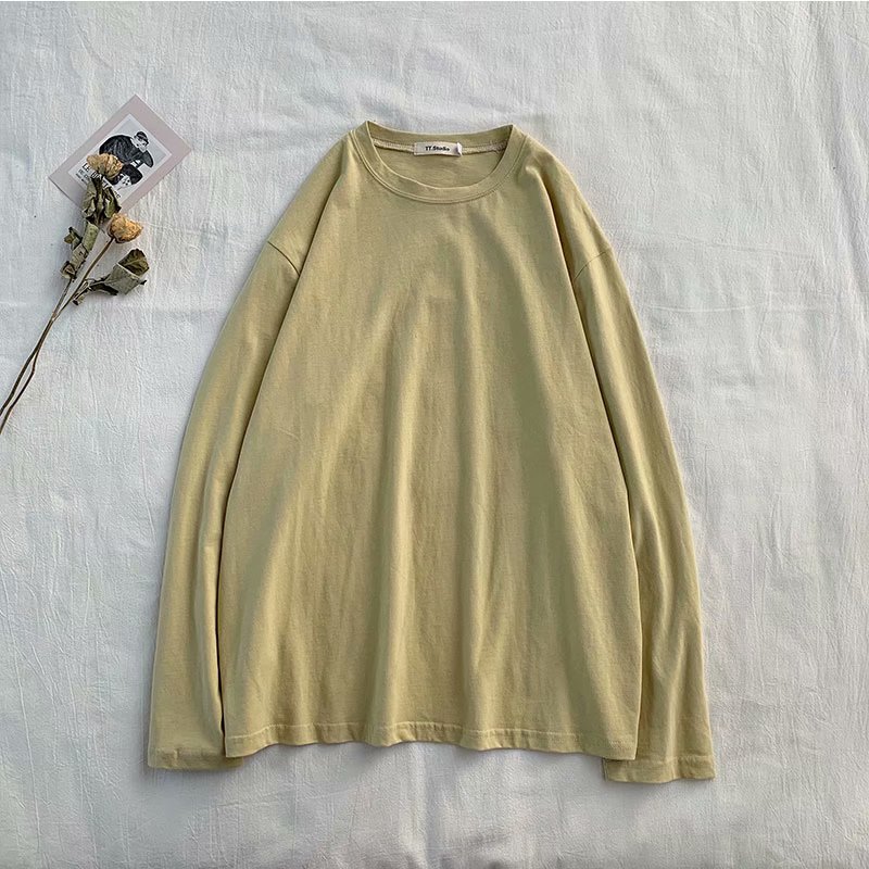 Áo Thun Trơn Tay Dài Cổ Tròn Phong Cách Hàn Quốc Có 7 Màu Cho Nam Và Nữ | BigBuy360 - bigbuy360.vn