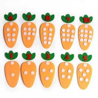 [ HỌC LIỆU BÓC DÁN VẢI NỈ ] Montessori Bộ Cà rốt số chấm tròn bộ 1-10- đồ chơi trẻ em an toàn-giáo dục mầm non