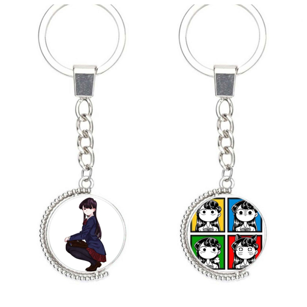 (Viền tròn) Móc khóa nhân vật KOMI nữ thần sợ giao tiếp anime chibi xinh xắn tiện lợi