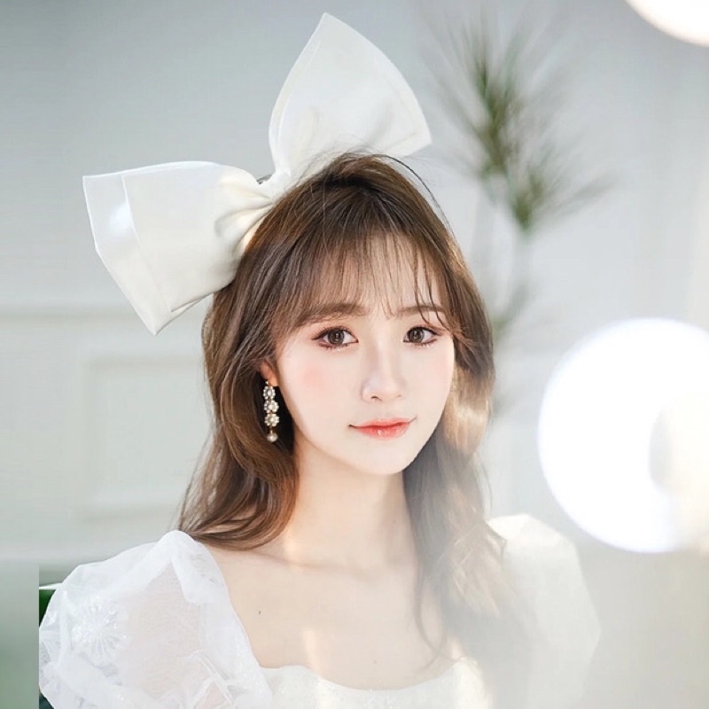 Nơ Lụa cài tóc trắng trơn