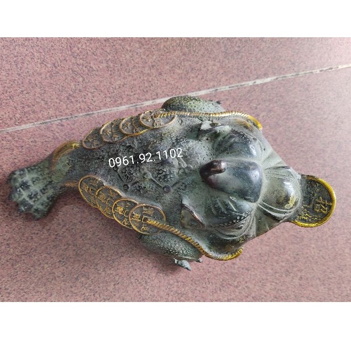 Cóc thềm thừ ba chân bằng đồng chiêu tài phong thủy 18cm