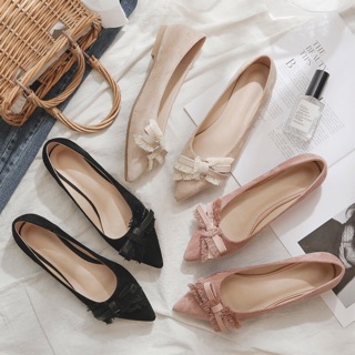 Giày búp bê da lộn nơ vát BIG SIZE 35-42