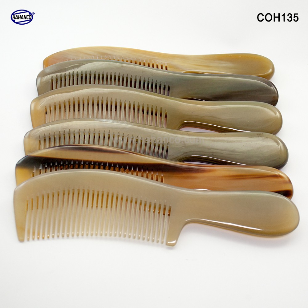 Lược sừng xuất Nhật - COH135(Size:XL- 20cm) Mẫu cao cấp chuôi dày cực đẹp - Horn Comb of HAHANCO - Có lợi cho sức khỏe