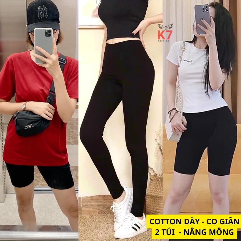 XẢ KHO LẺ SIZE Quần legging nữ dài lửng đùi K7 FASHION co giãn 4 chiều thoải mái, chất cotton Loại 1