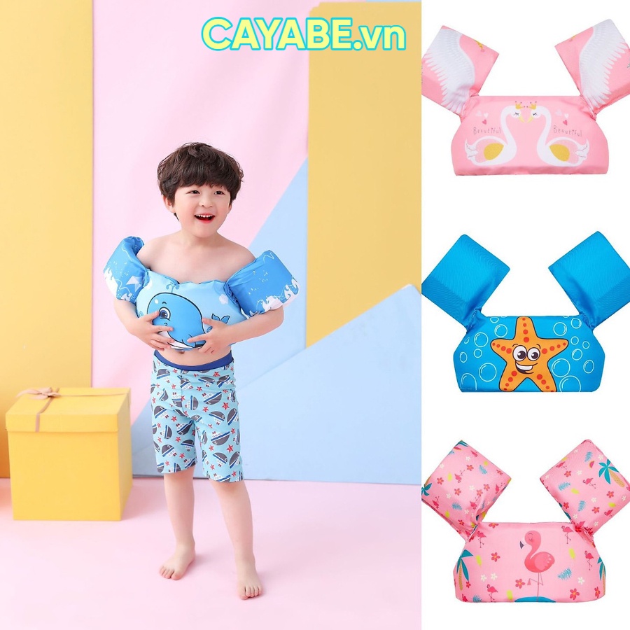 Phao bơi cho bé CAYABE (phao tay kèm phao đỡ ngực cho trẻ em) ngựa Pony, công chúa Elsa, heo Peppa, người nhện Spiderman
