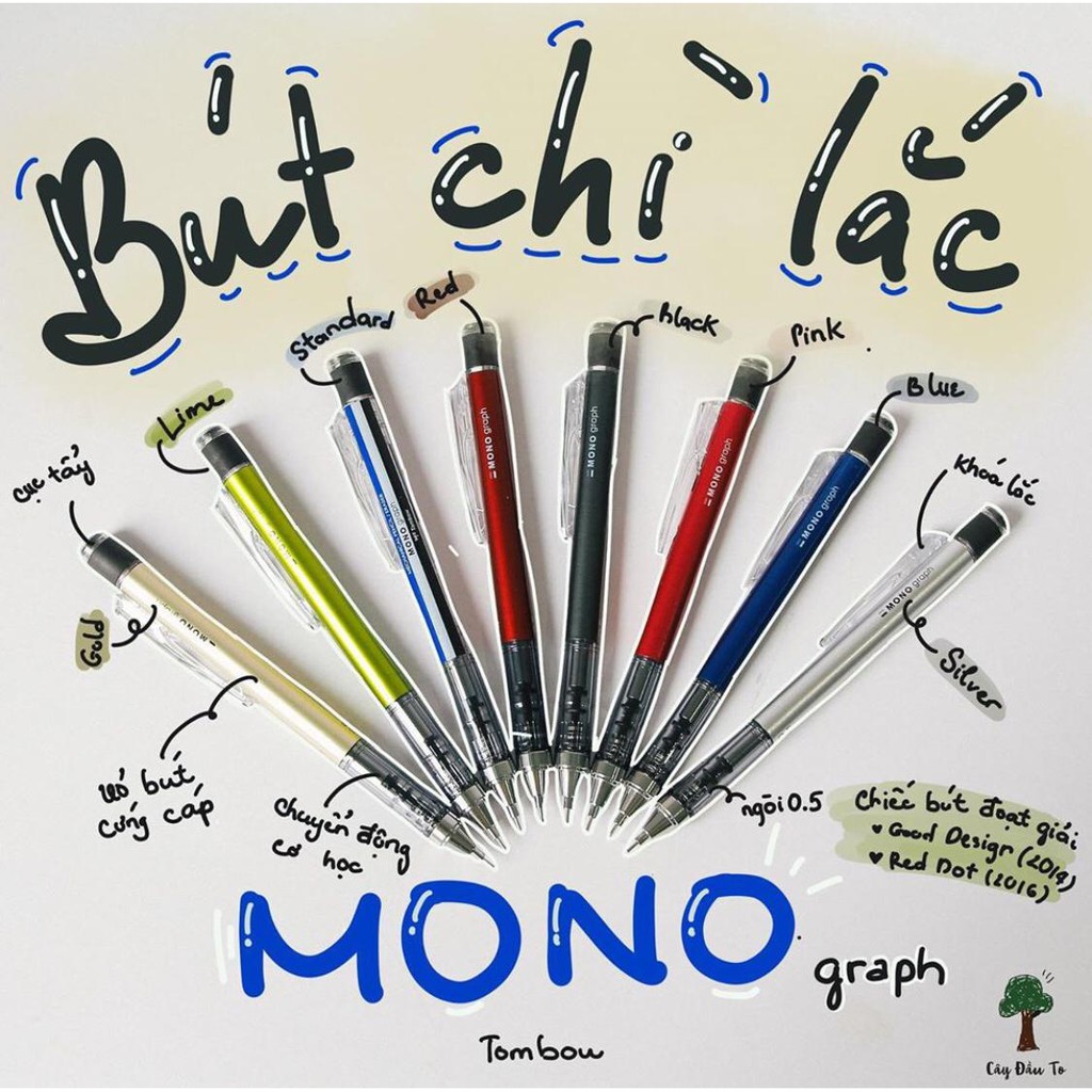 Bút Chì Lắc Kỹ Thuật Mono Graph TOMBOW Nhật Bản Ngòi 0.3-0.5mm