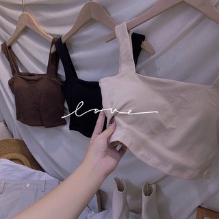 Áo thun croptop 2 dây bảng to (hình thật trên sàn)