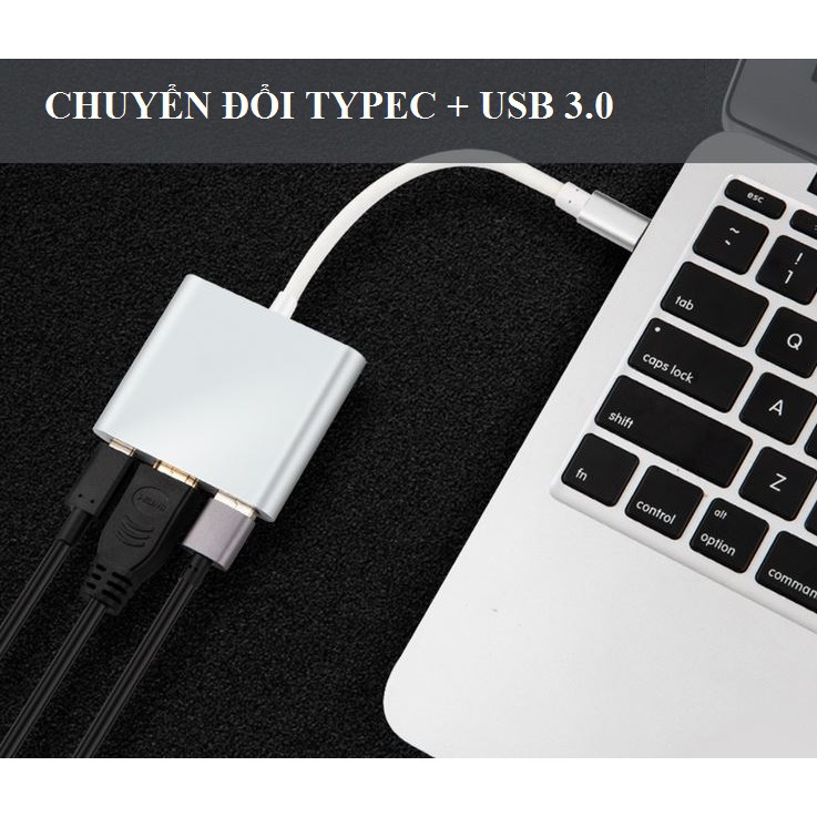 Cáp chuyển đổi từ Typec sang HDMI và USB 3.0 cho macbook, điện thoại cáp hdmi cho điện thoại kết nối ti vi máy chiếu