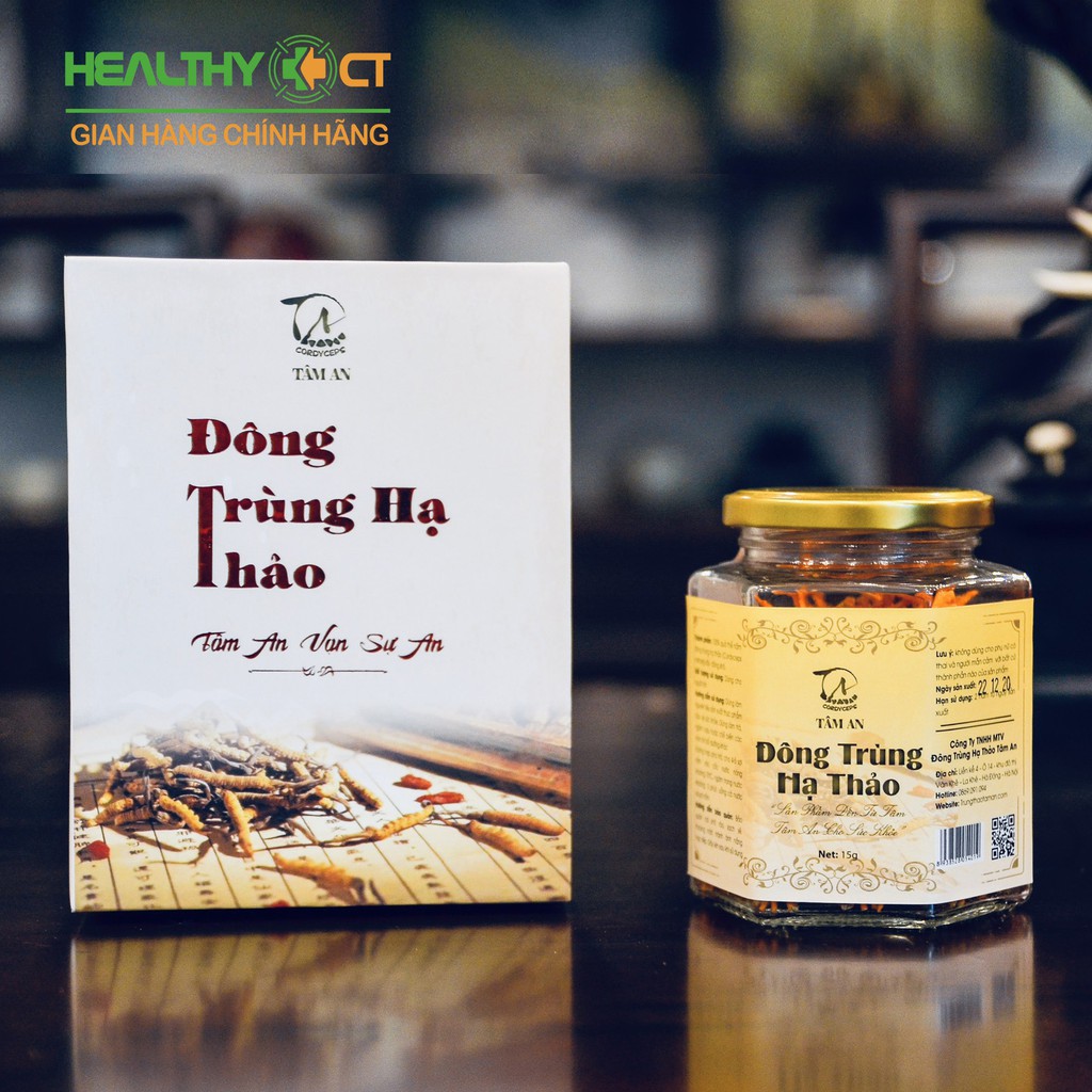 Đông trùng hạ thảo Tâm An hộp 15g hàm lượng dược chất cao - tốt cho sức khỏe (tặng gói nhỏ dùng thử)