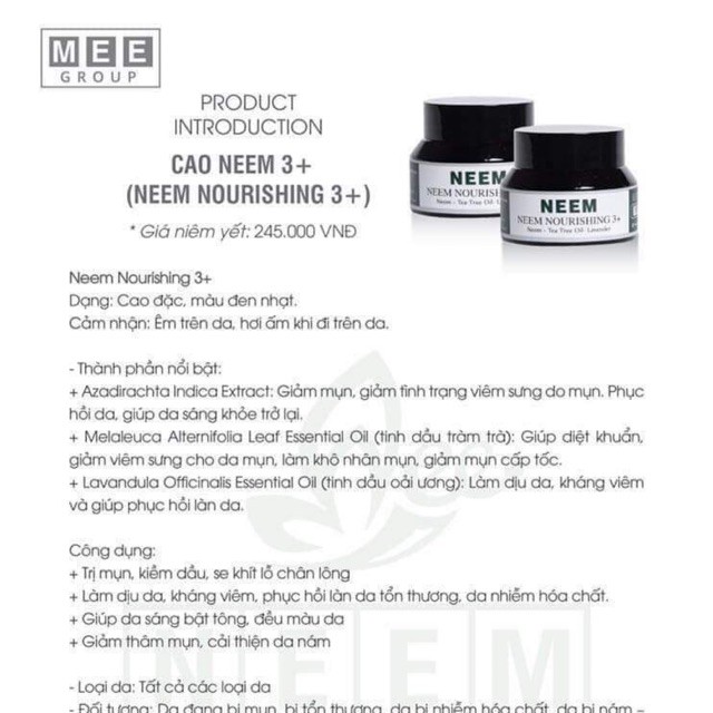 Cao Neem 3+ - Sản phẩm cô đặc tinh tuý từ #Neem