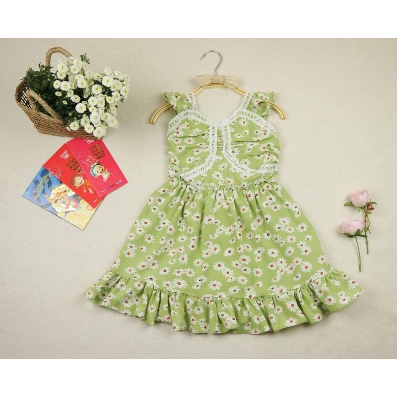 Đầm lụa hoa cao cấp hàng shop cho bé gái size  đại cồ