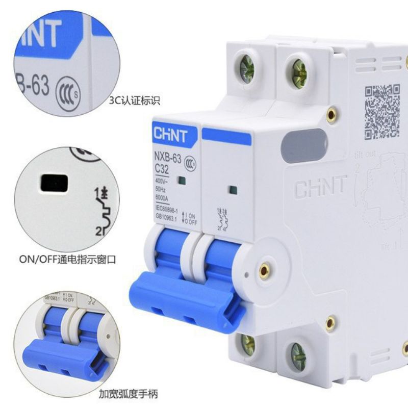 Aptomat Chint chính hãng 1P 2P 32A 40A 50A 63A
