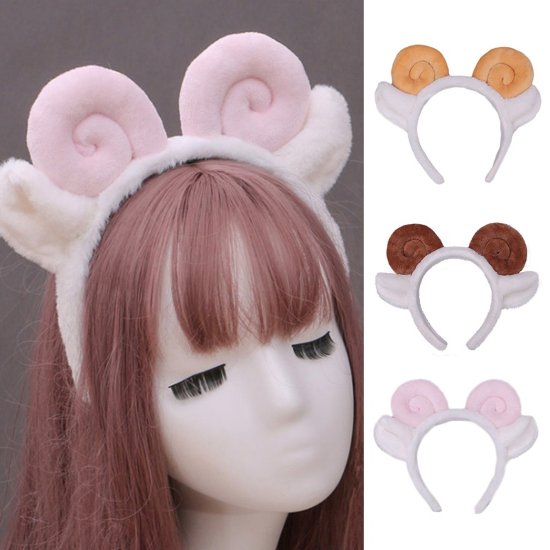 Băng Đô Tai Cừu Nhồi Bông Họa Tiết Hoạt Hình Dùng Hóa Trang