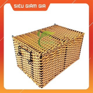 Rương Mây Nhựa Đan Khung Sắt Sơn Tĩnh Điện Chữ Nhật Có Nắp Sắp Xếp Quần Áo Gia Đình, Khách Sạn, Spa, Resort Tiện Lợi