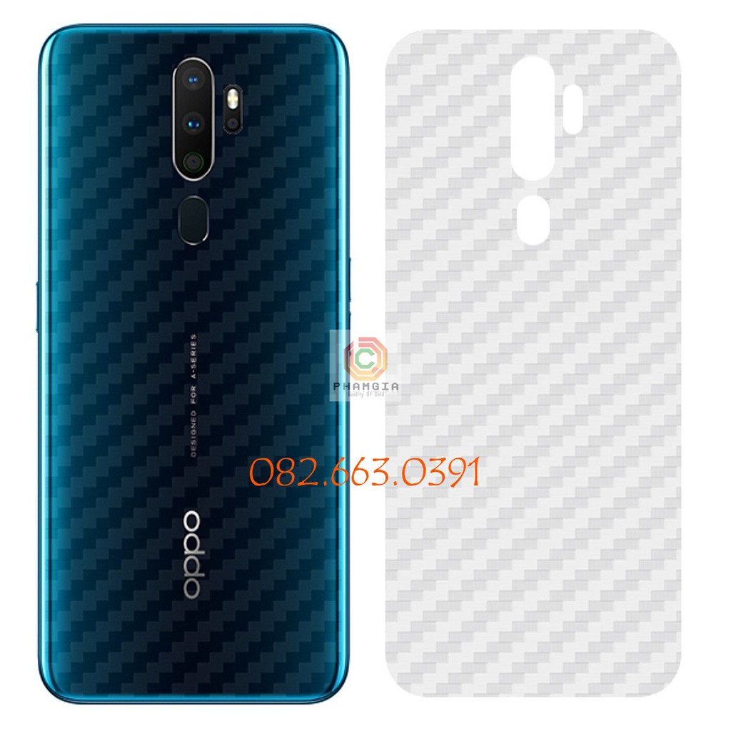 Miếng dán mặt lưng skin carbon 3D trong suốt oppp a9 2020 a5 2020