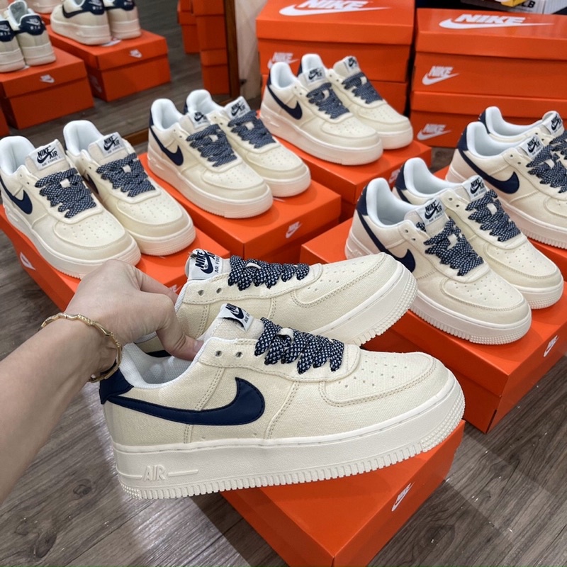 GIÀY AF1 LOW BEIGE DEEP VẠCH NAVI LAI AU [ FULL BOX + FREE SHIP ]