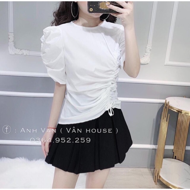 áo thun nữ rút dây eo bên sườn cá tính